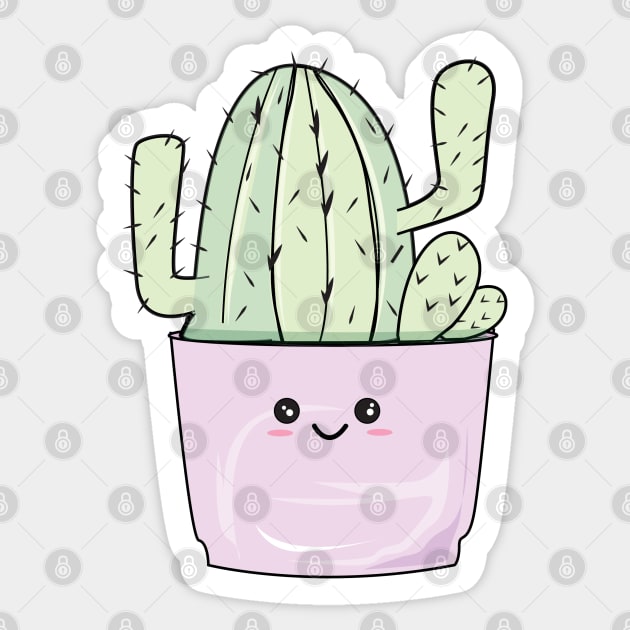 Kawaii cactus l pastel green cactus aesthetic Sticker by Bossin